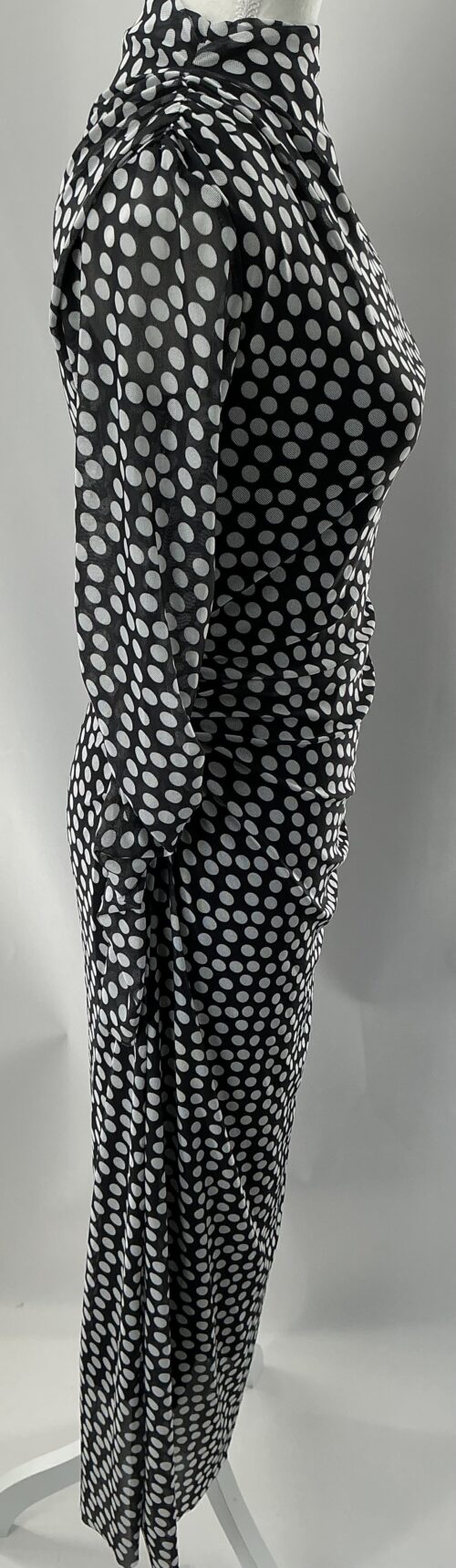 Dress - Long Black and White polka Tule Dress - Image 4