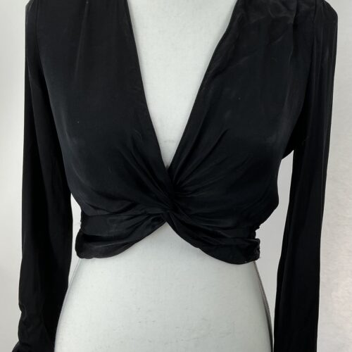 Top - Black Satin Cropped Zara Top
