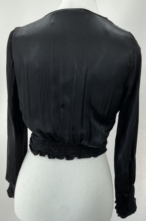 Top - Black Satin Cropped Zara Top - Image 4