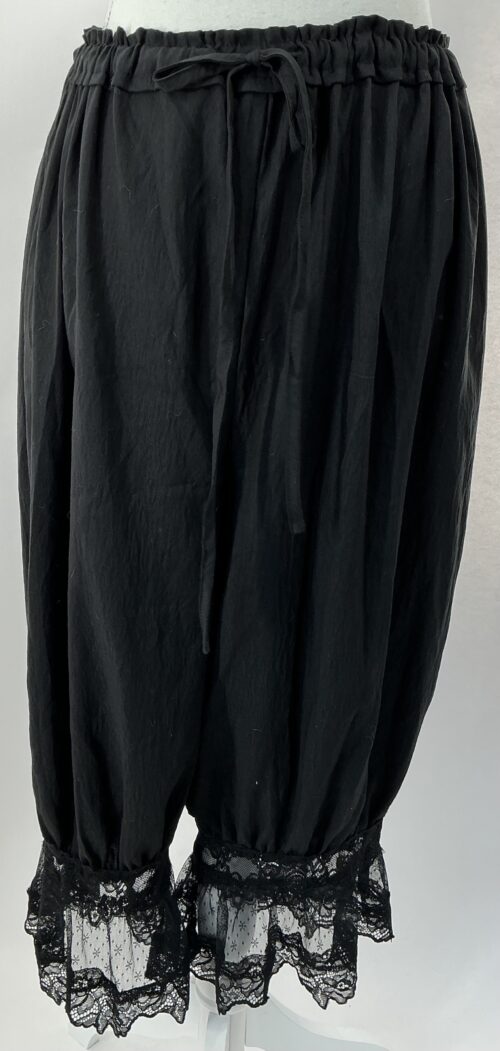 Pants - Loose Black Pants with Lace - Image 4