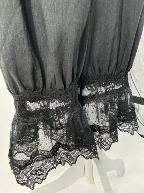 Pants - Loose Black Pants with Lace - Image 3