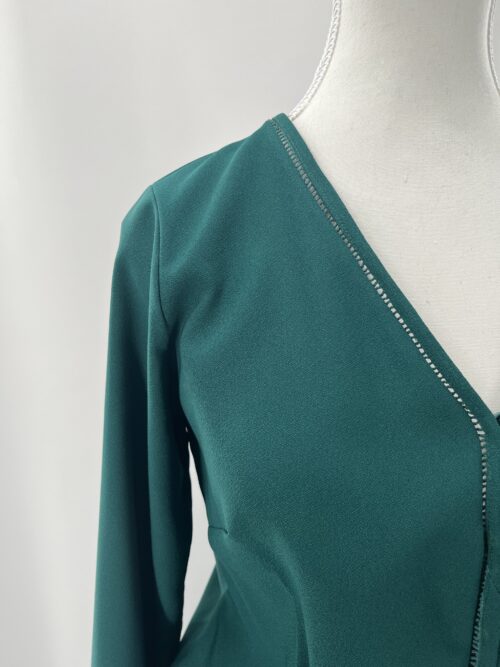 Jumpsuit -Romper  Emerald Color V Neck - Image 5