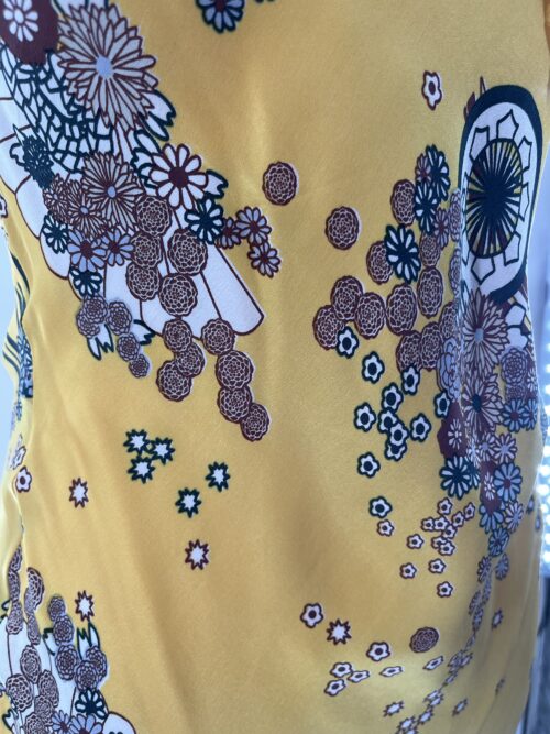 Dress - Yellow Floral Silk Ruffled Dress - Image 5