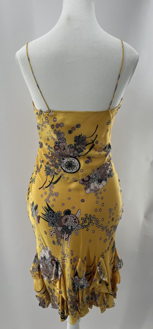 Dress - Yellow Floral Silk Ruffled Dress - Image 3