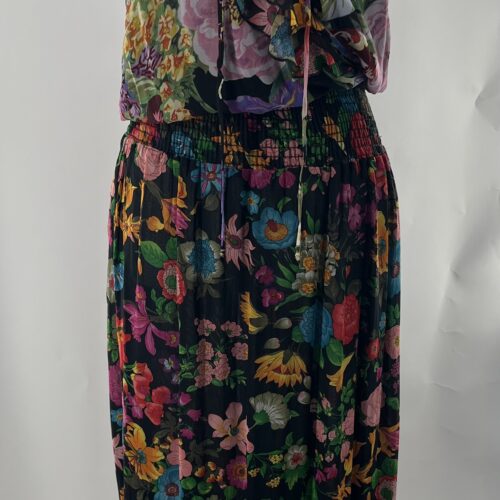 Dress - Black Floral Wrap Dress Multicolor