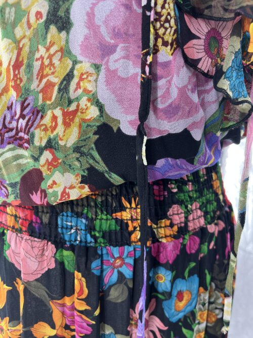 Dress - Black Floral Wrap Dress Multicolor - Image 4