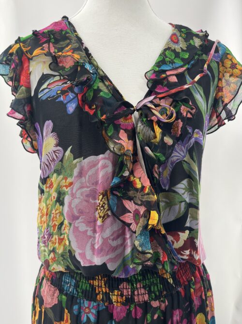 Dress - Black Floral Wrap Dress Multicolor - Image 5