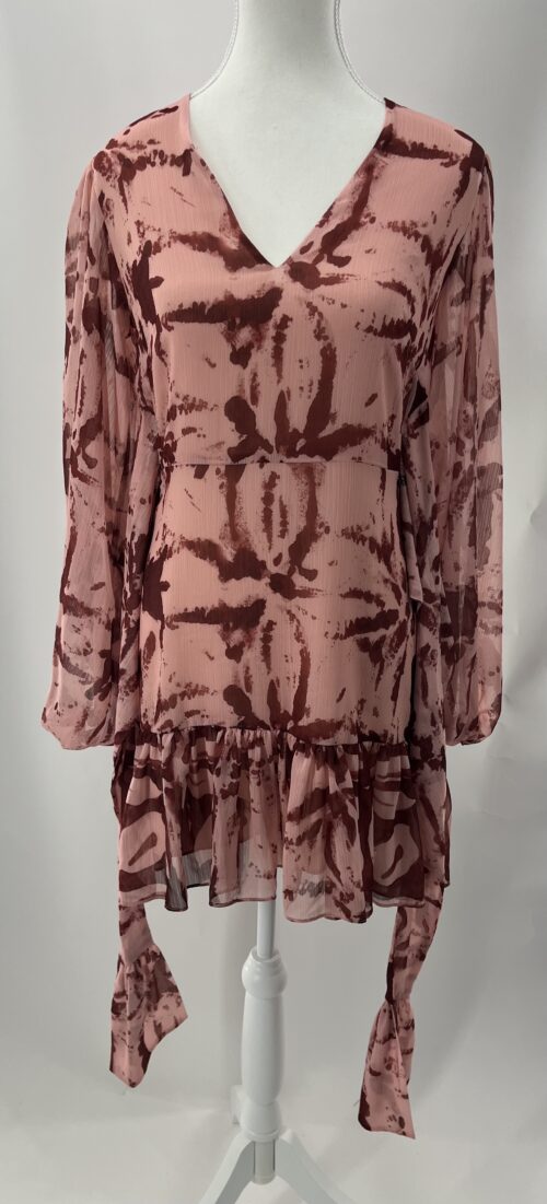 Dress - Short Dress Abstract Print Rose and Wine Colors - Image 3
