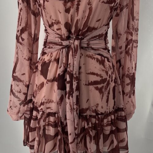 Dress - Short Dress Abstract Print Rose and Wine Colors