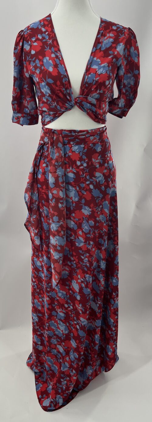 Set - Skirt and Top Cropped Floral Red ALEXIS - Image 2