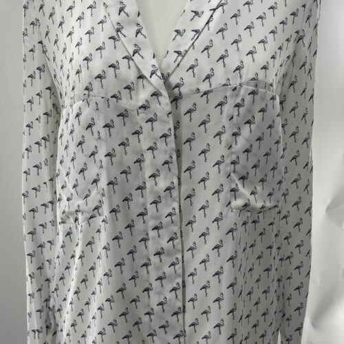 Shirt - Gray And White Flamingos Printed Shirt