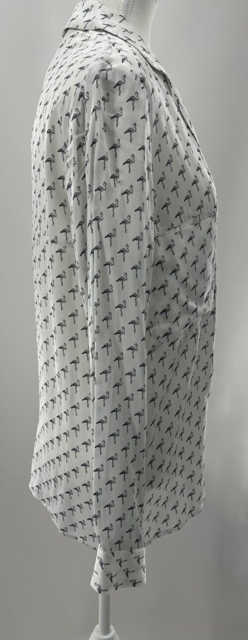 Shirt - Gray And White Flamingos Printed Shirt - Image 6