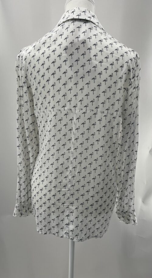 Shirt - Gray And White Flamingos Printed Shirt - Image 3
