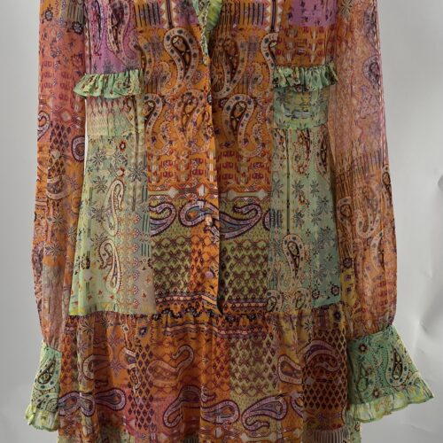 Dress - Short Dress Multicolors of Orange Print ALEXIS