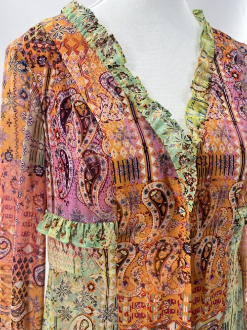 Dress - Short Dress Multicolors of Orange Print ALEXIS - Image 2