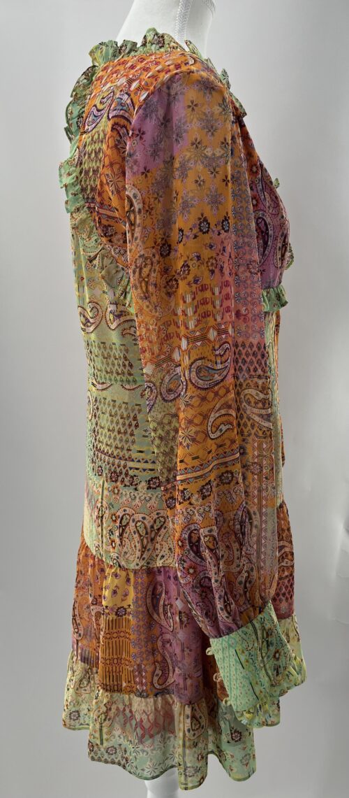 Dress - Short Dress Multicolors of Orange Print ALEXIS - Image 5