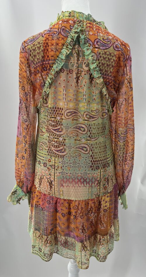 Dress - Short Dress Multicolors of Orange Print ALEXIS - Image 4