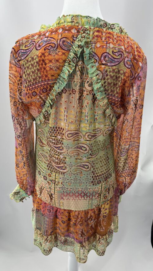 Dress - Short Dress Multicolors of Orange Print ALEXIS - Image 8