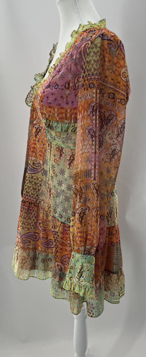 Dress - Short Dress Multicolors of Orange Print ALEXIS - Image 7