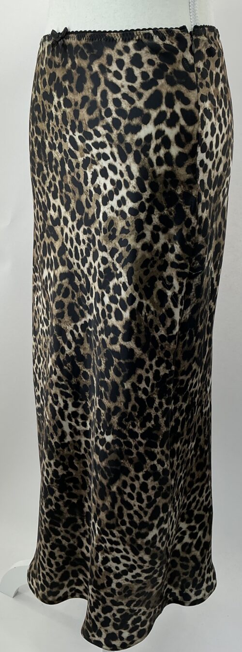 Skirt - Animal Print Long Satin Skirt - Image 2