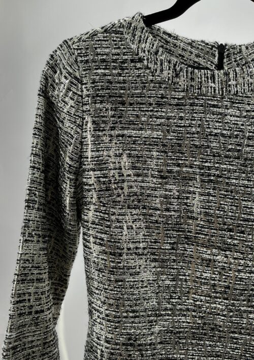 Dress -  Mini Short Tweed Dress with Gold and Silver Details - Image 2