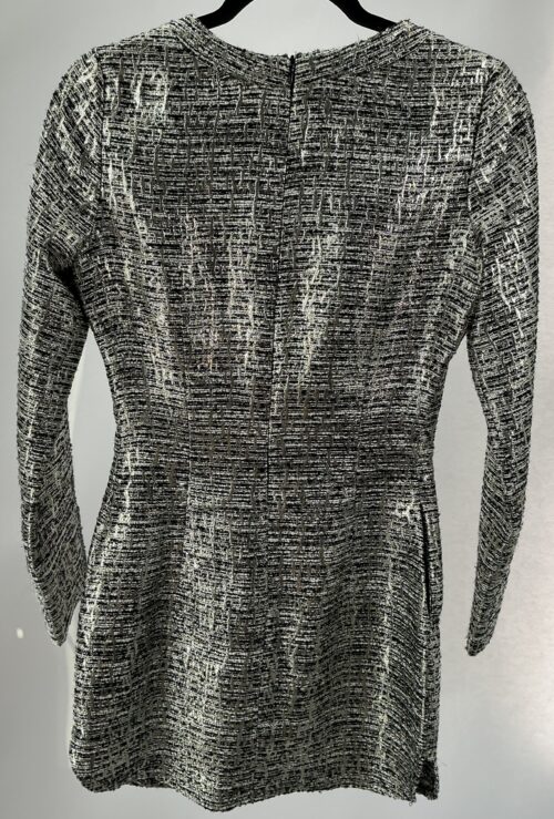 Dress -  Mini Short Tweed Dress with Gold and Silver Details - Image 3