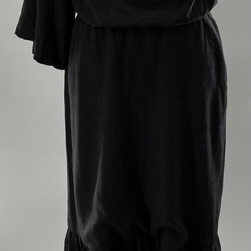 Dress - Long Black Linnen  Dress 1 Shoulder