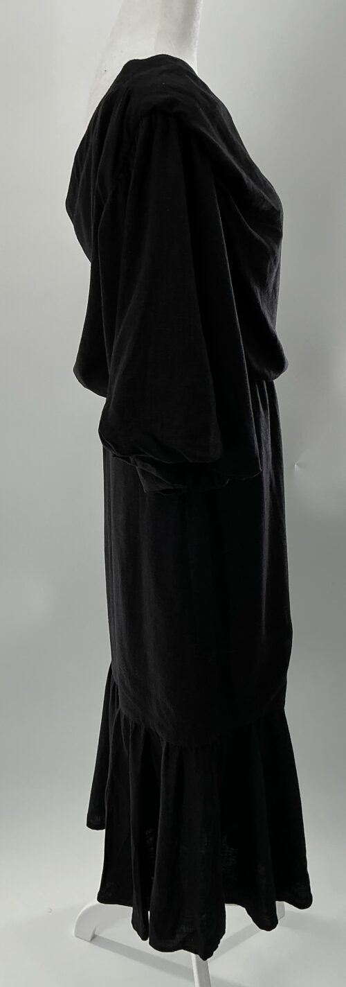 Dress - Long Black Linnen  Dress 1 Shoulder - Image 4