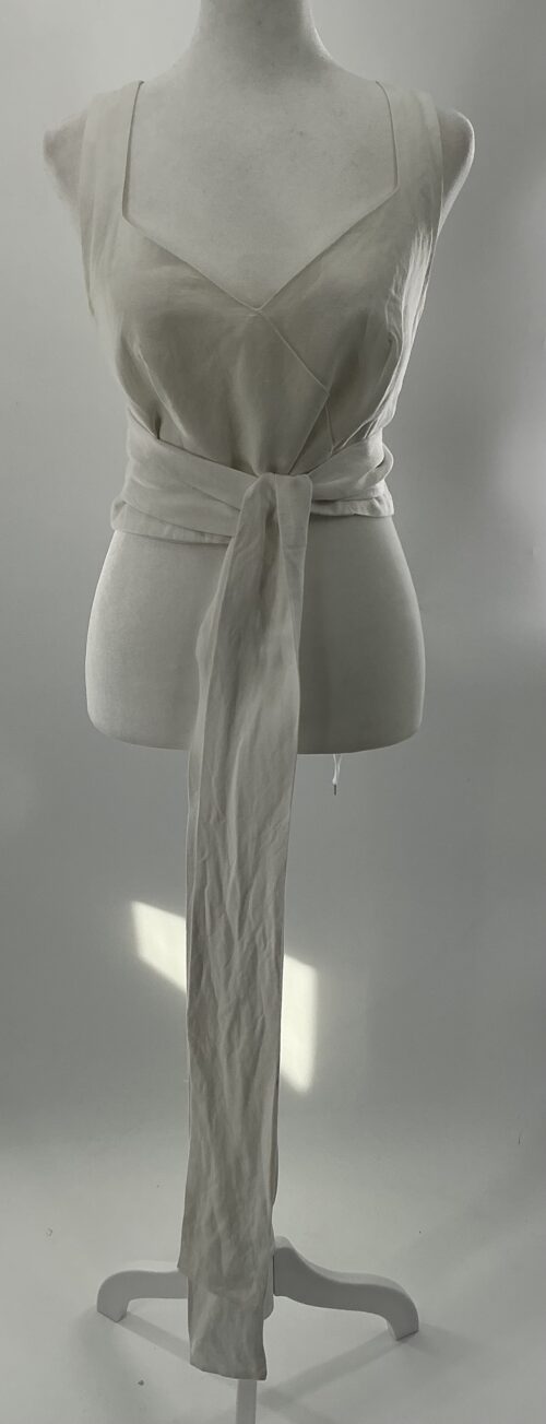 Top - White Cropped Top Linnen - Image 2