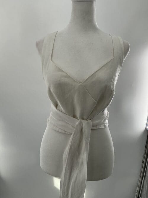 Top - White Cropped Top Linnen - Image 3