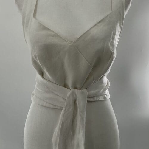 Top - White Cropped Top Linnen