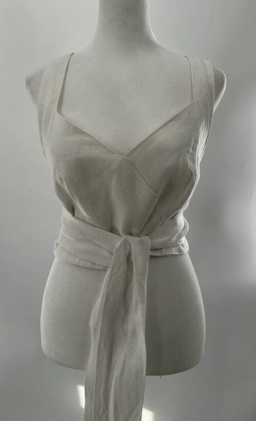 Top - White Cropped Top Linnen