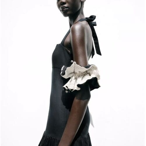 Dress - Black Halter Balloon Dress