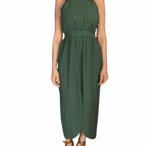 Dress - Dark Green Dress with Metal on the Back