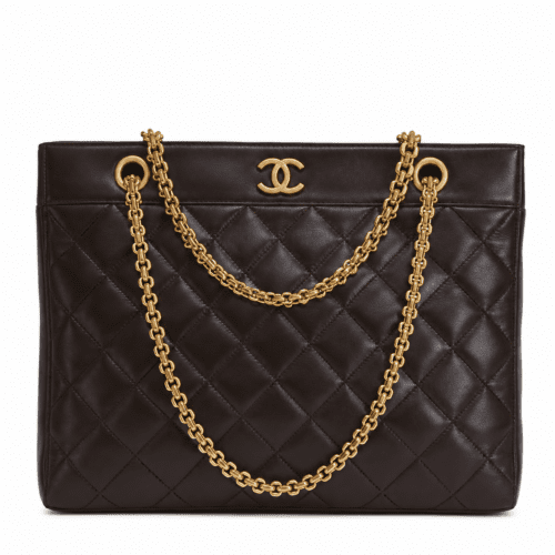 Chanel Vintage  Chain Tote Bag Brown
